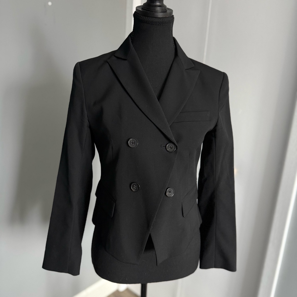 Theory Sakrino Double Breasted Wool Blazer In Black